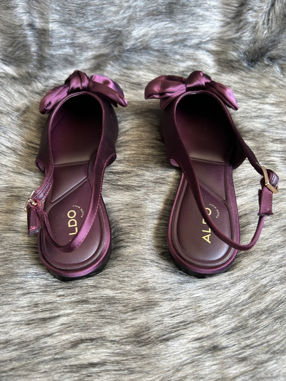 ALDO Bow Pointed-Toe Slingback Ballerina Festive Flats in Plum Women’s 9 - Picture 4 of 11
